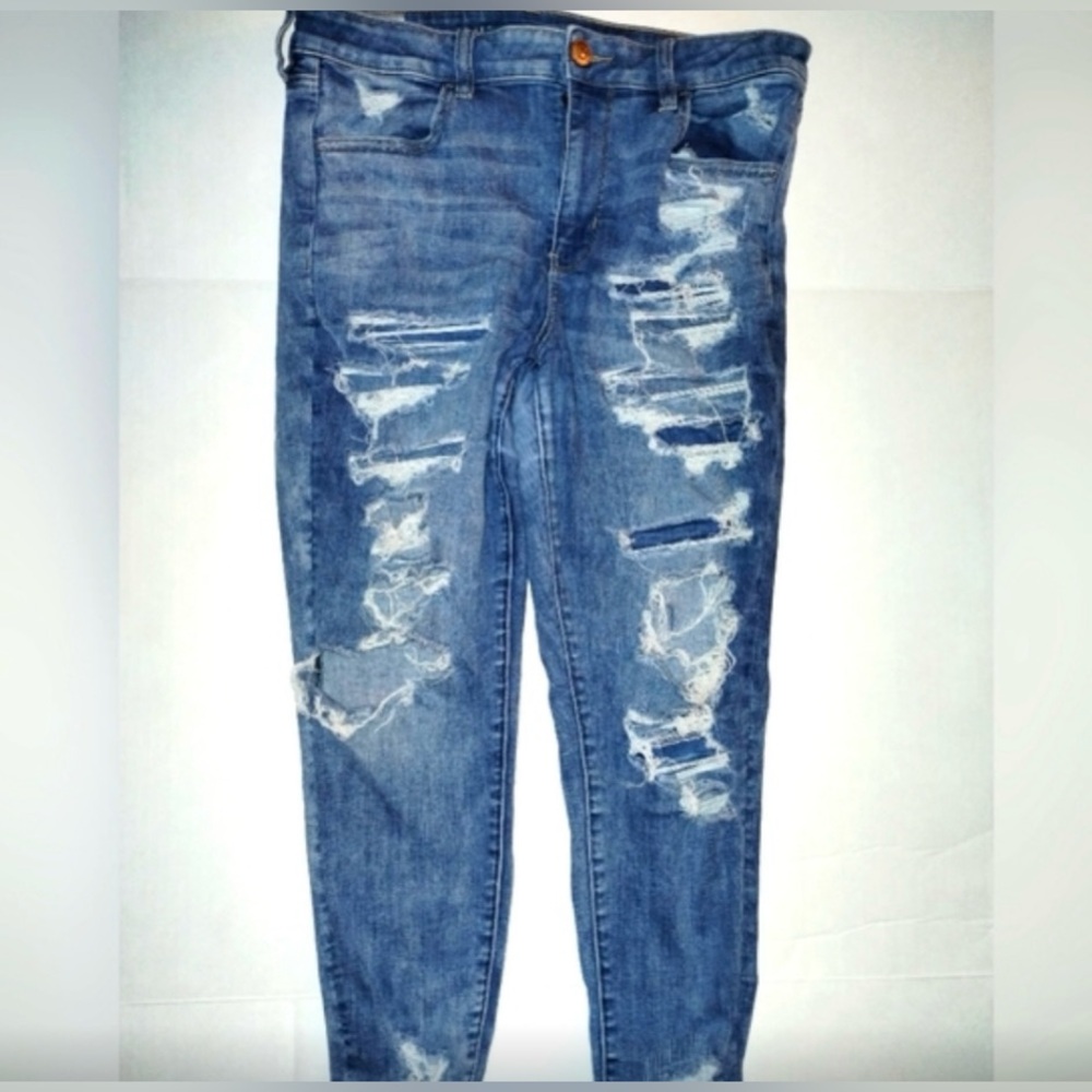 American Eagle Outfitters Distressed Blue Ripped Jeans